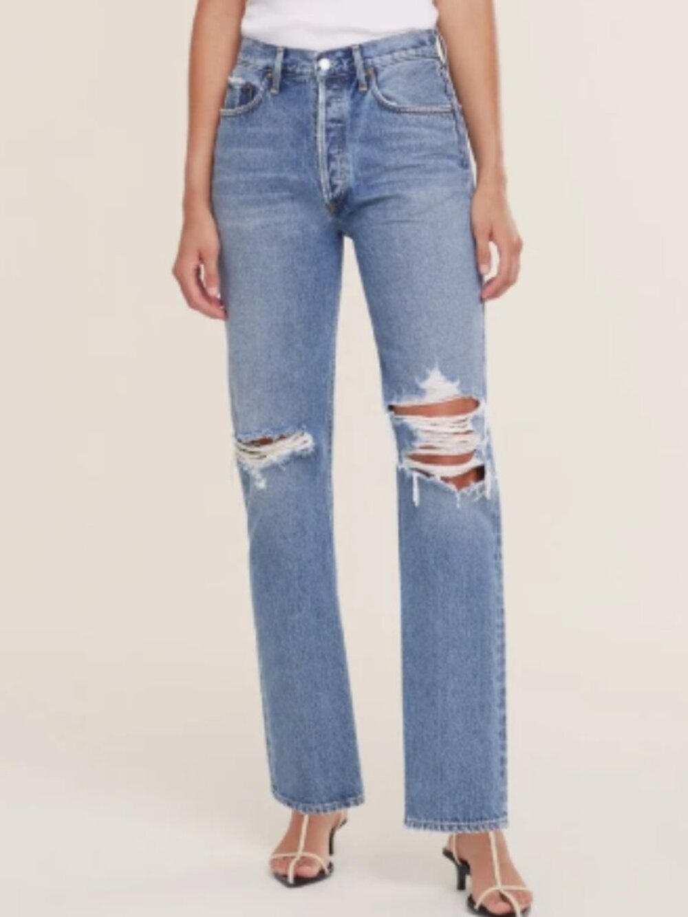 NWT AGOLDE Lana Mid Rise Vintage Straight Distressed Jeans 29